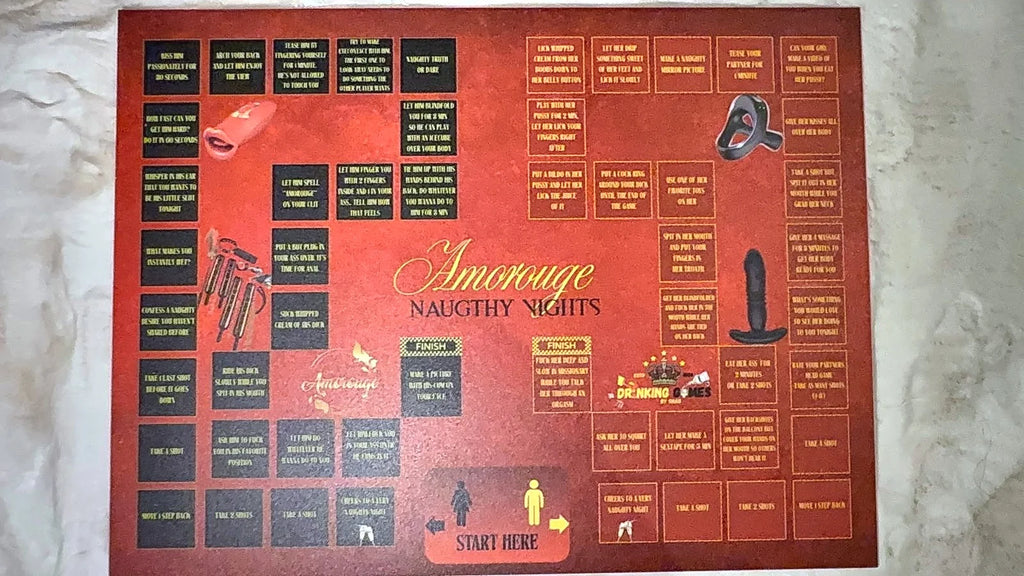 Amorouge The Naughty Game speelbord met rode en zwarte route